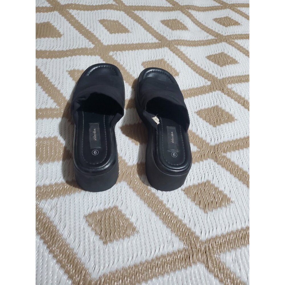 Vintage  Xhilaration Y2K 90's Chunky Platform Black  Sandals Slides SZ 9 - Picture 4 of 10